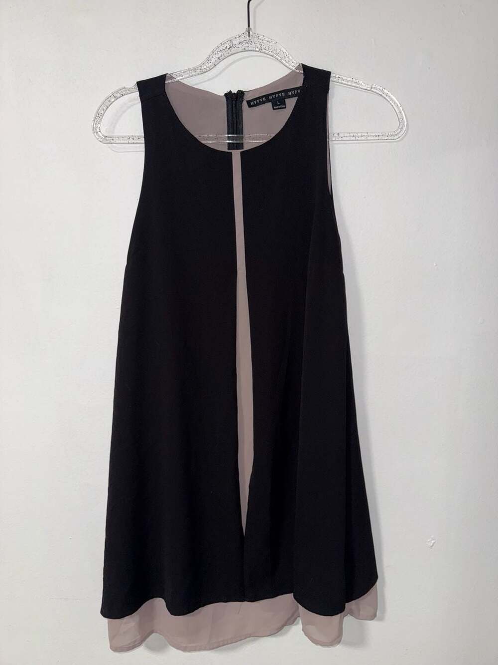HYFVE Black and Nude Contrast Layered Shift Dress Size L